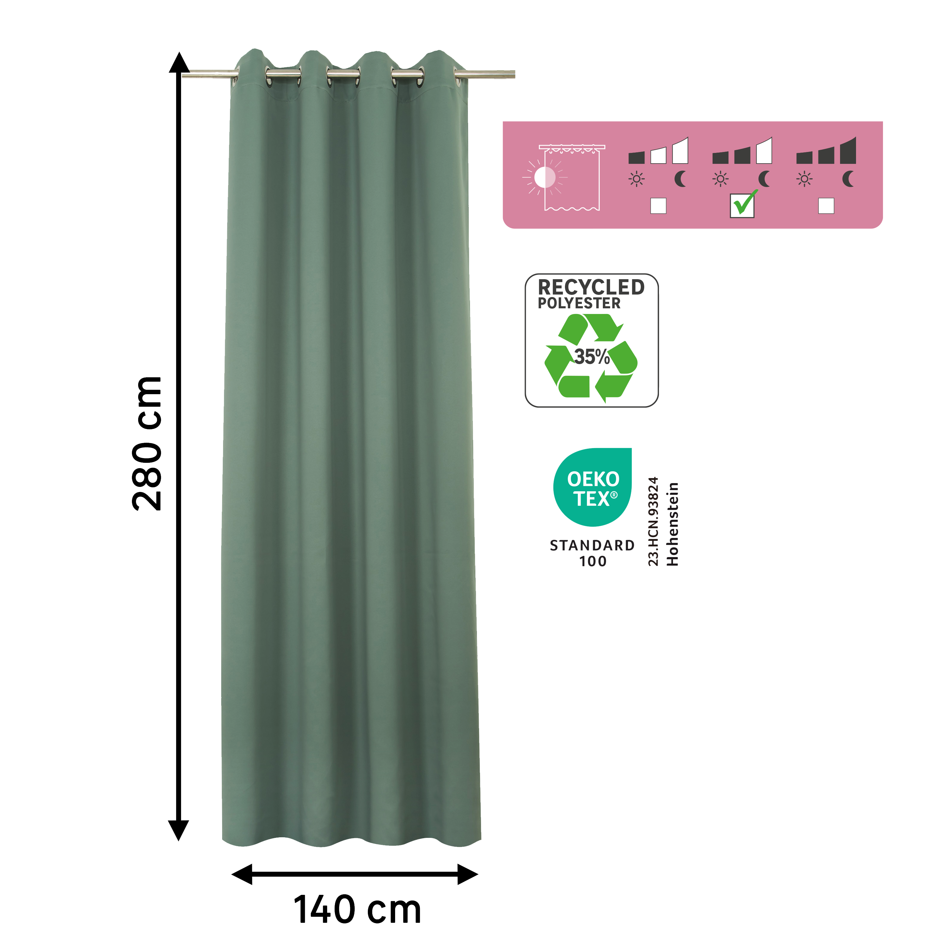 Cortinado ilhós Arel 140x280cm mastic Inspire - 8