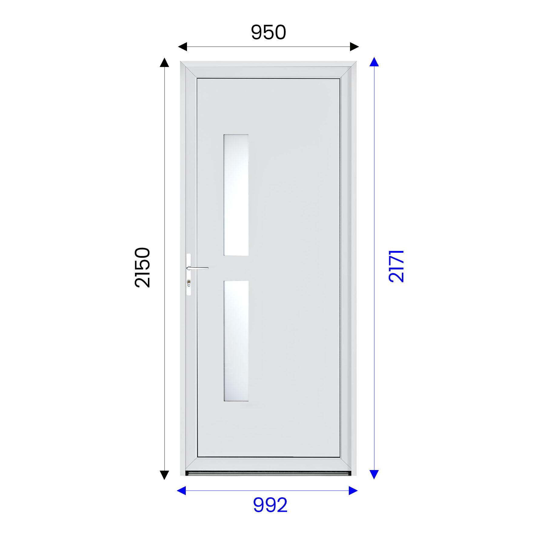 Porte d'entrée aluminium blanche 9016 poussant droit H.215 x l.90 cm Aspin - 3