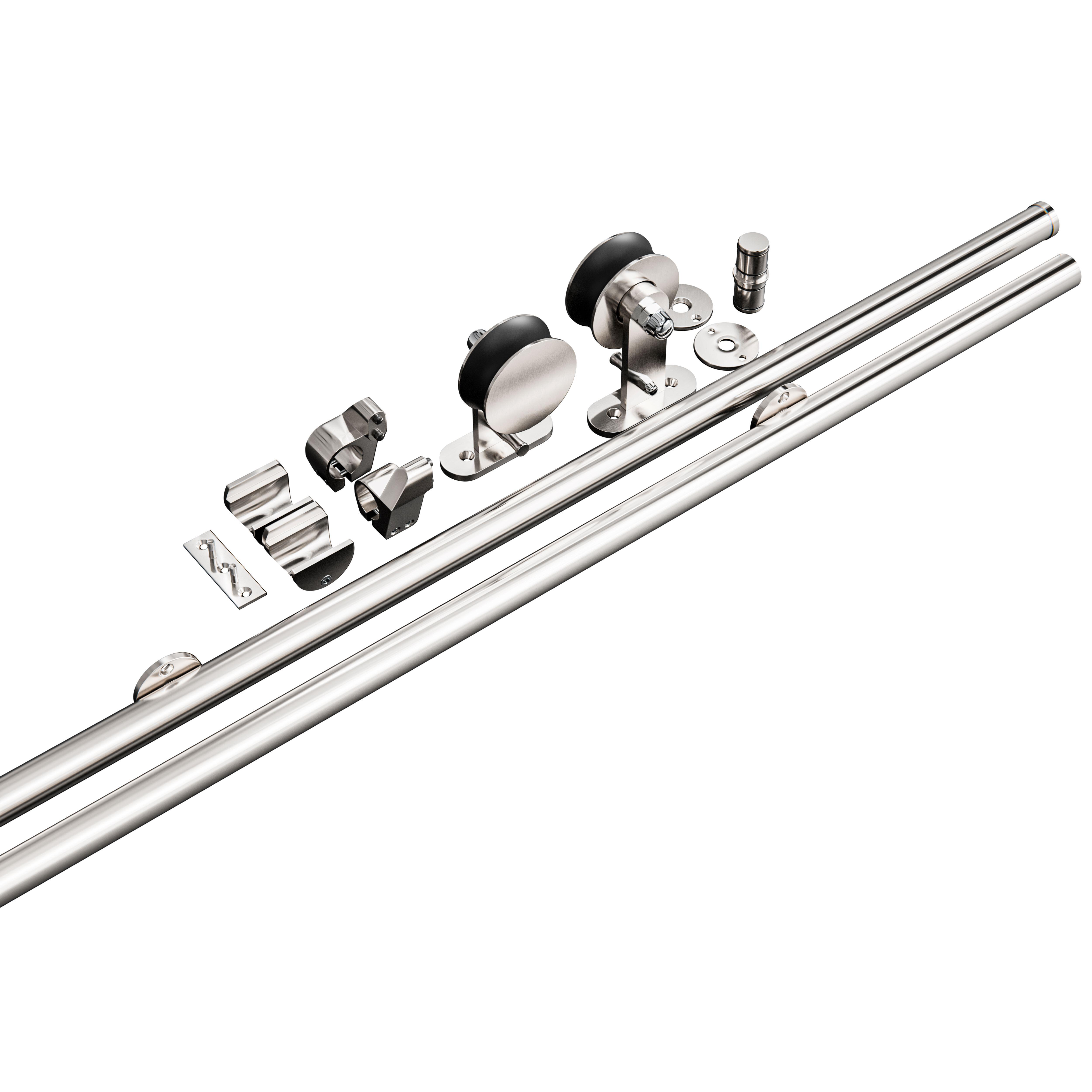 KIT GUIA CORREDERA PUERTA MADERA 1.86M INOXIDABLE - 2