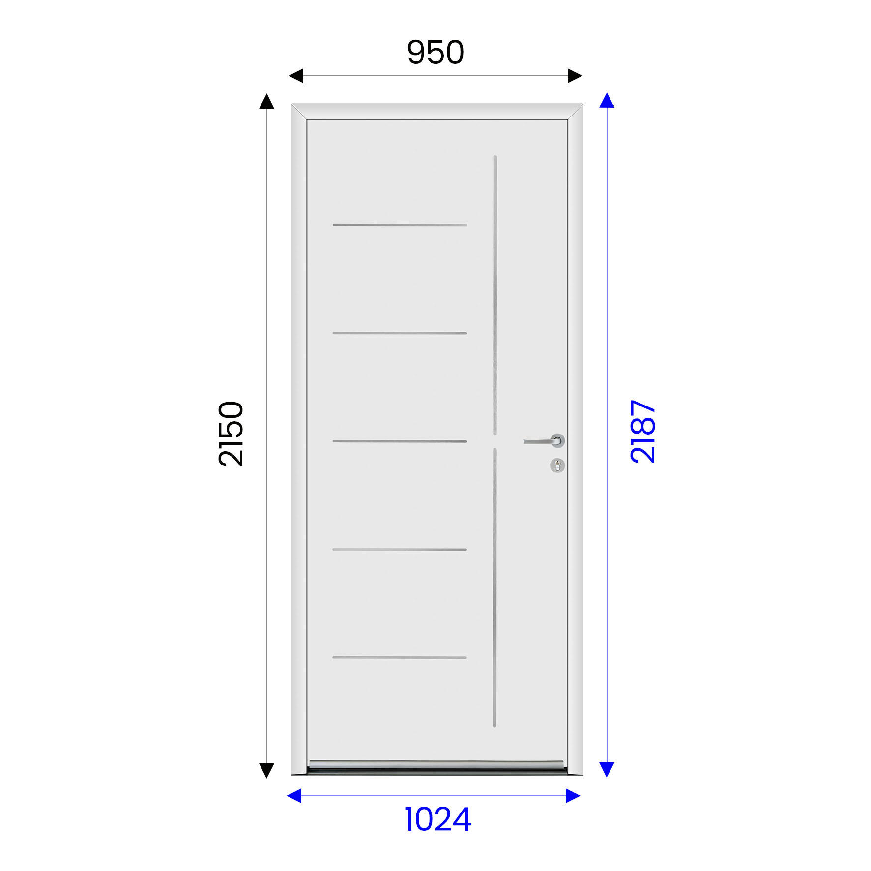 Porte d'entrée aluminium blanche 9016 poussant gauche H.215 x l.90 cm Menta - 3