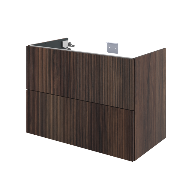 Mobile da bagno sottolavabo Neo Groove L90 X P48 X H70 due cassetti, color noce cannettato