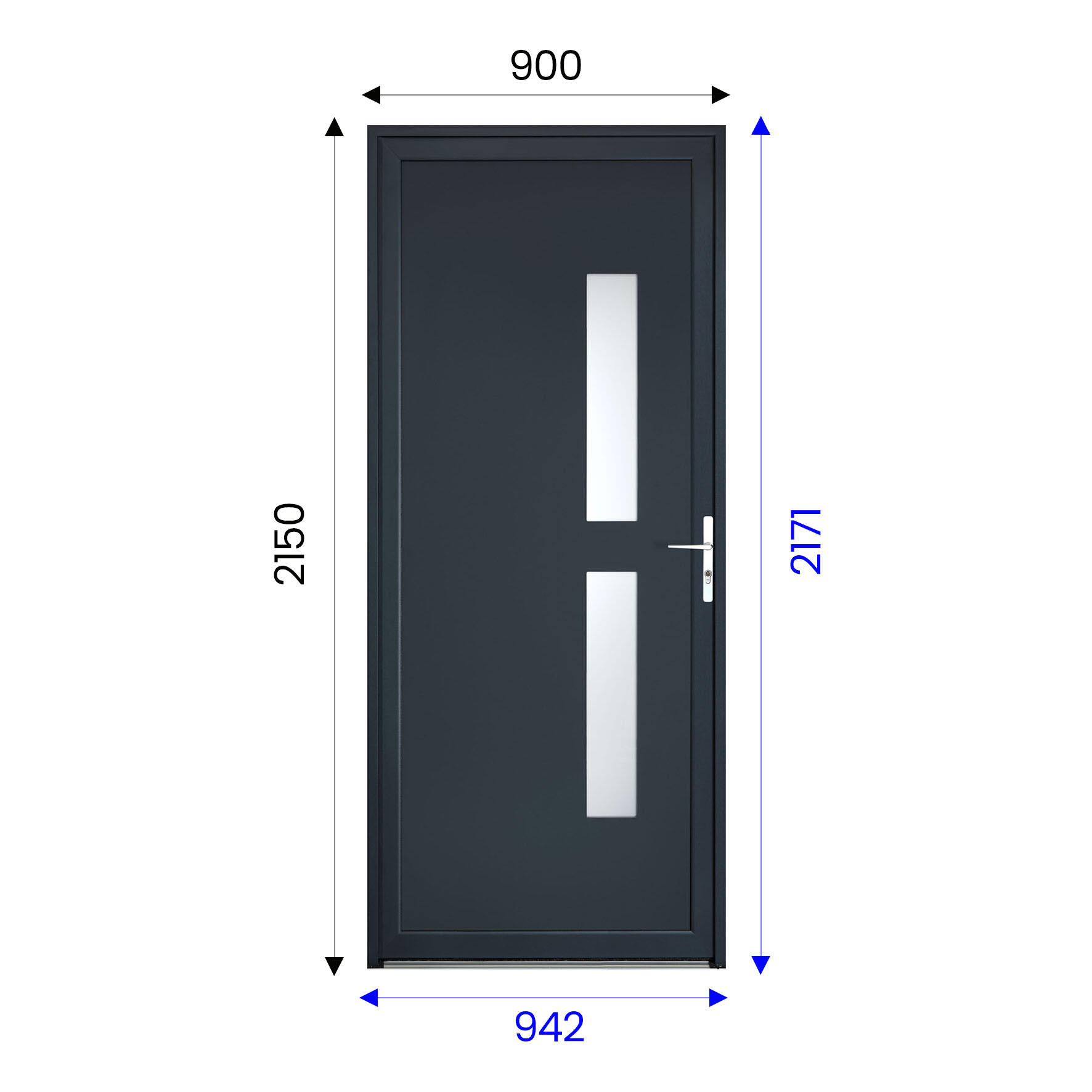 Porte de service aluminium grise 7016 poussant gauche H.215 x l.90 cm Aspin - 3