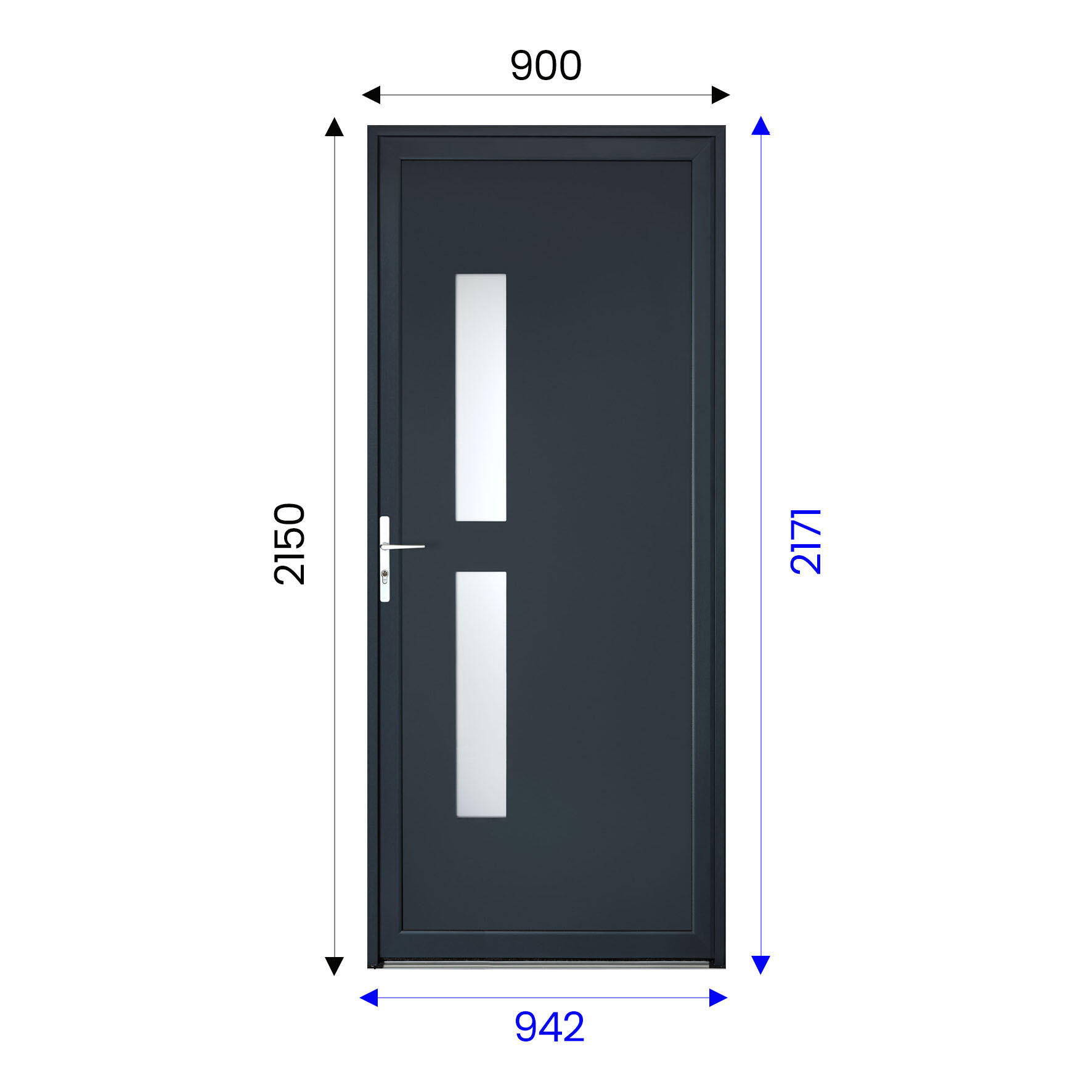 Porte de service aluminium grise 7016 poussant droit H.215 x l.90 cm Aspin - 3