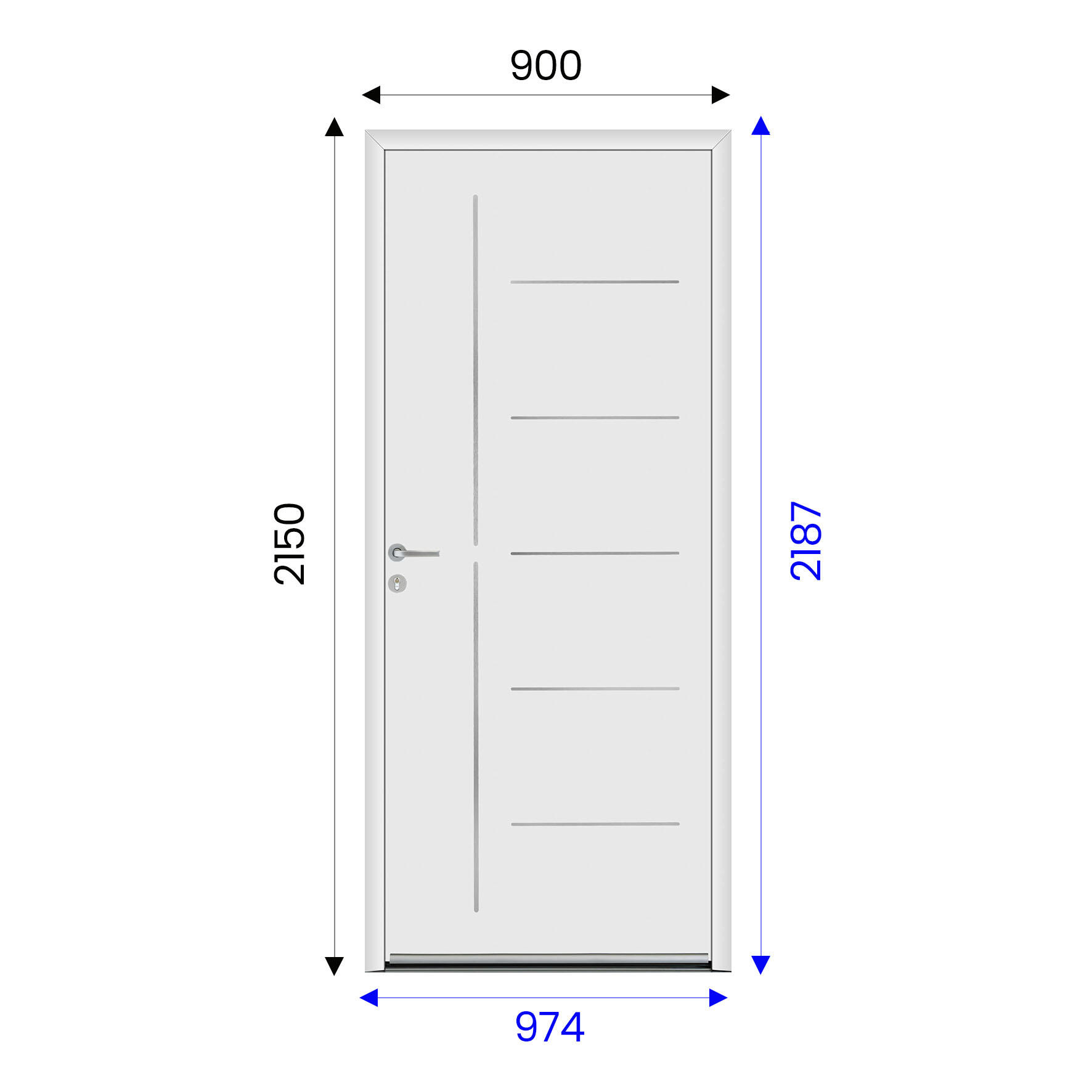 Porte d'entrée aluminium blanche 9016 poussant droit H.215 x l.90 cm Menta - 3