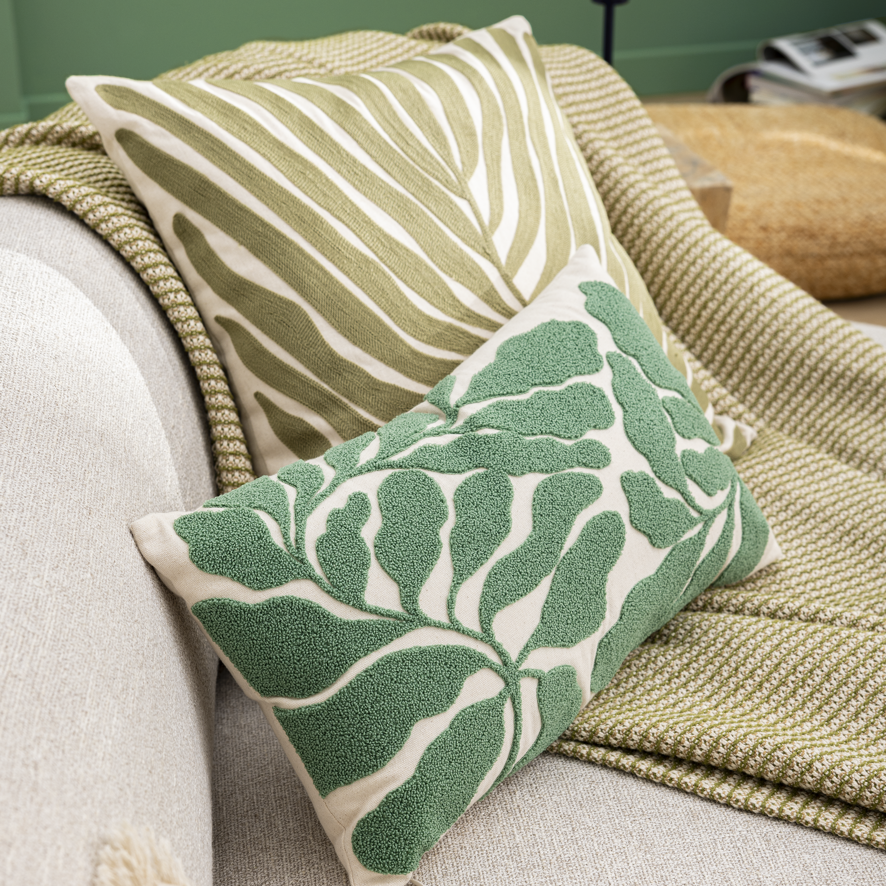 Coussin Tropical, vert l.50 x L.50 cm INSPIRE - 8