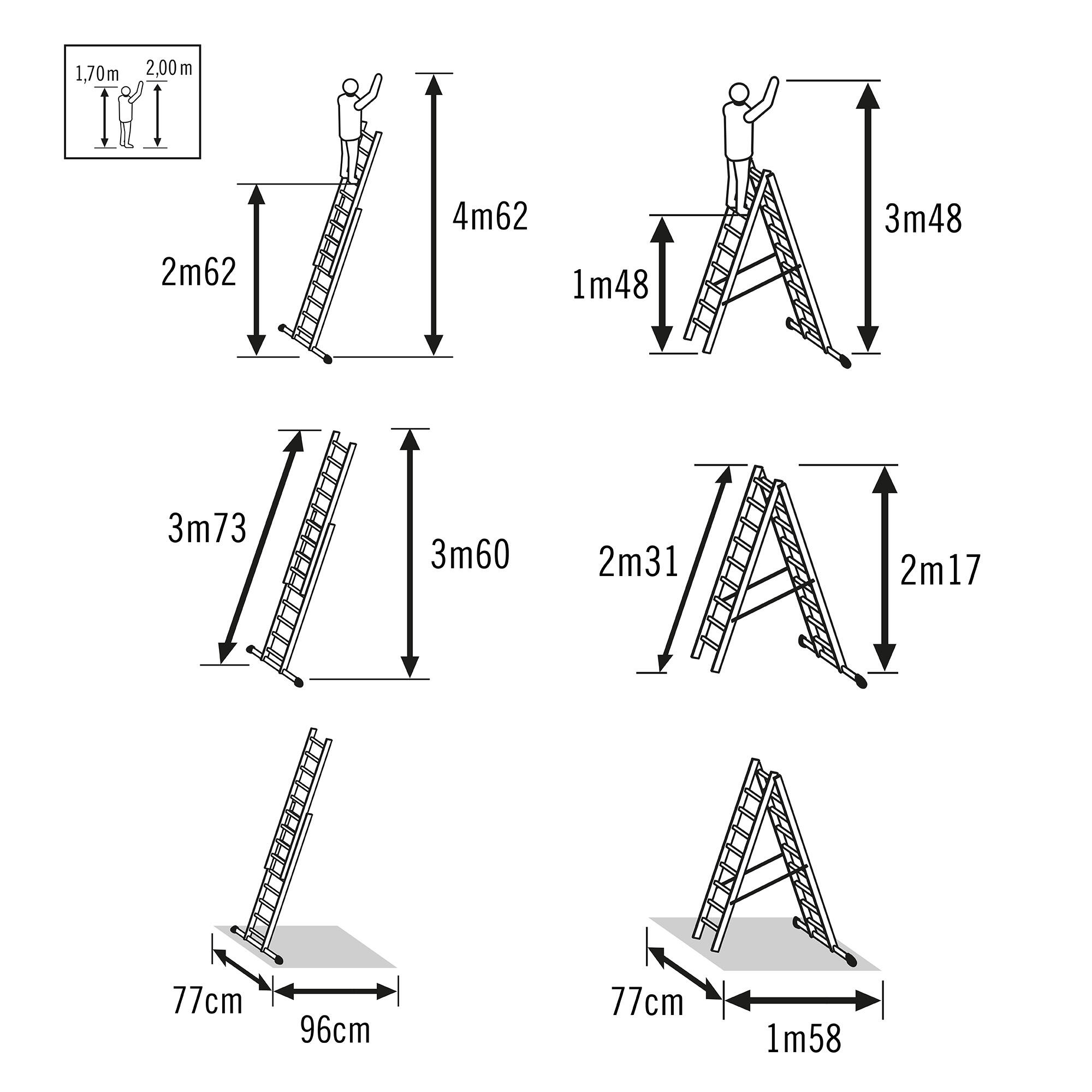 Echelle transformable aluminium HAILO 2X8 classic hobbystep - 2