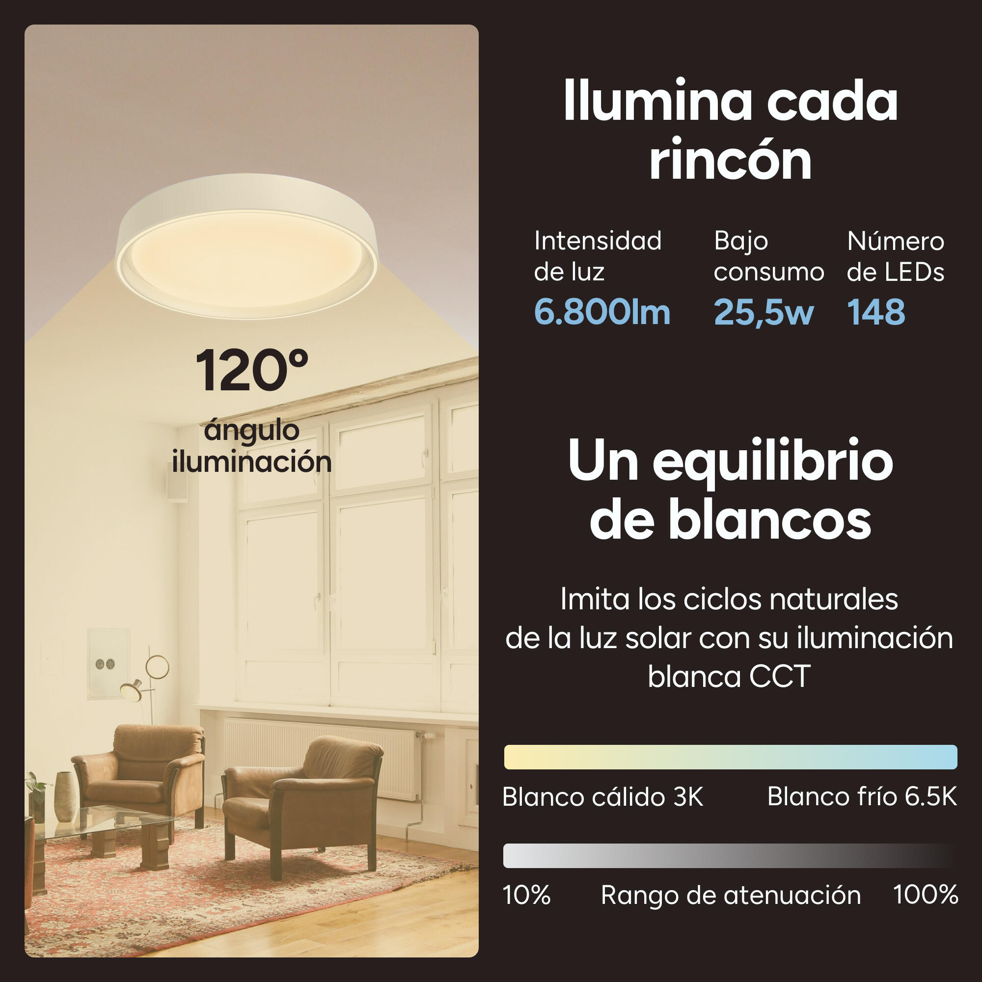 Plafón LED redondo blanco Helios 3400 lm RGB CCT 3000K-6000K ø39 cm IP20 - 3