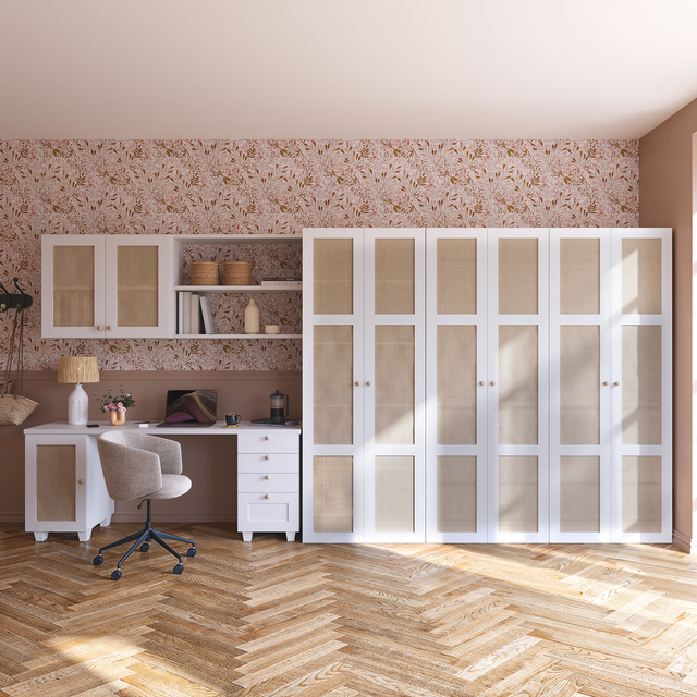 Dressing SPACEO Evo'm, Facade BALI cannage Blanc/caisson blanc H204,8xL240xP54