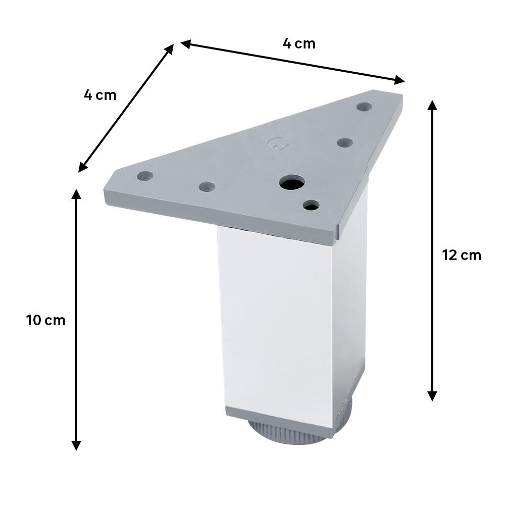 Pata para mueble de aluminio con altura regulable color gris altura 10 cm - 2