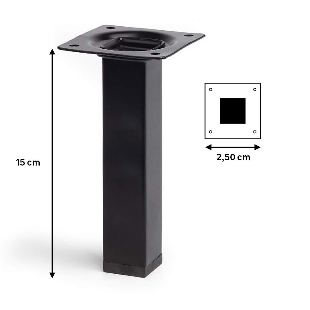 Pé de aço para aparafusar pela platina QUADRADO 150 25X25 - 8