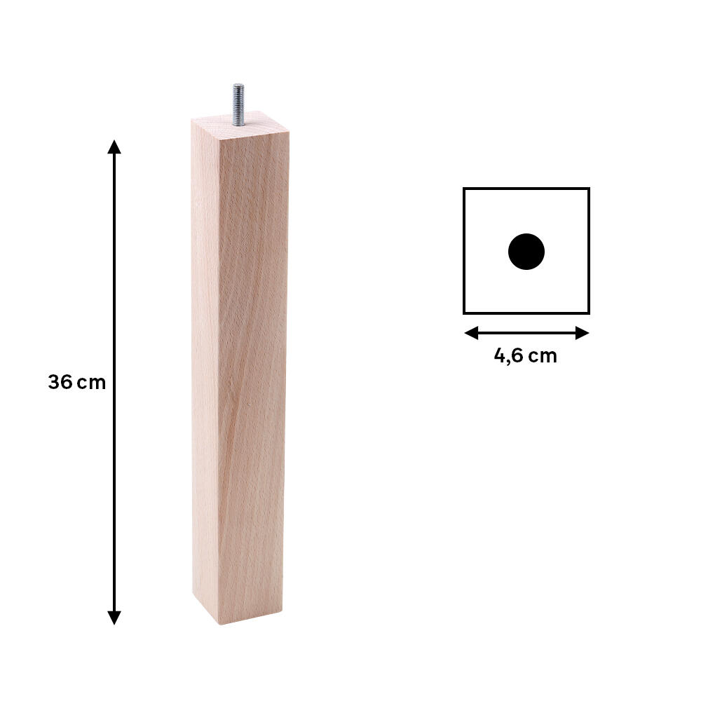 Pata para mesa de centro o banco de madera color haya altura 36 cm - 2