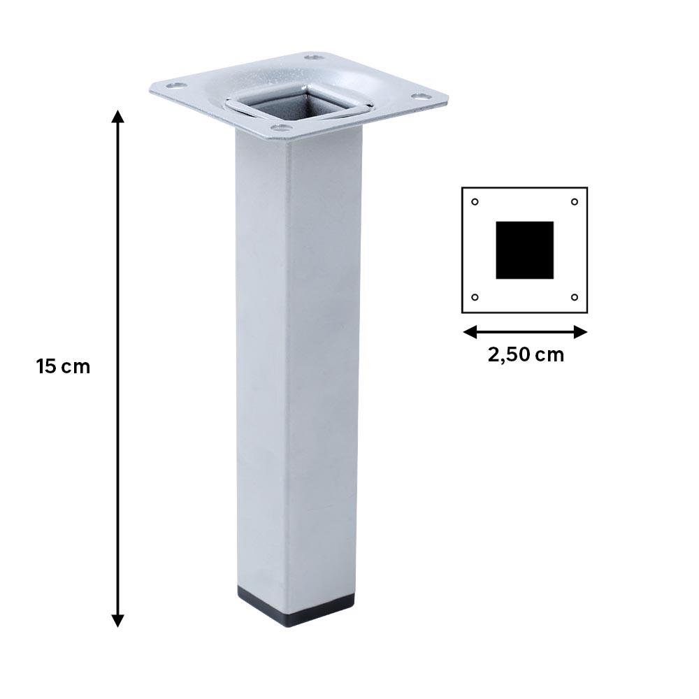 Pata para mueble de acero color gris altura 15 cm - 2