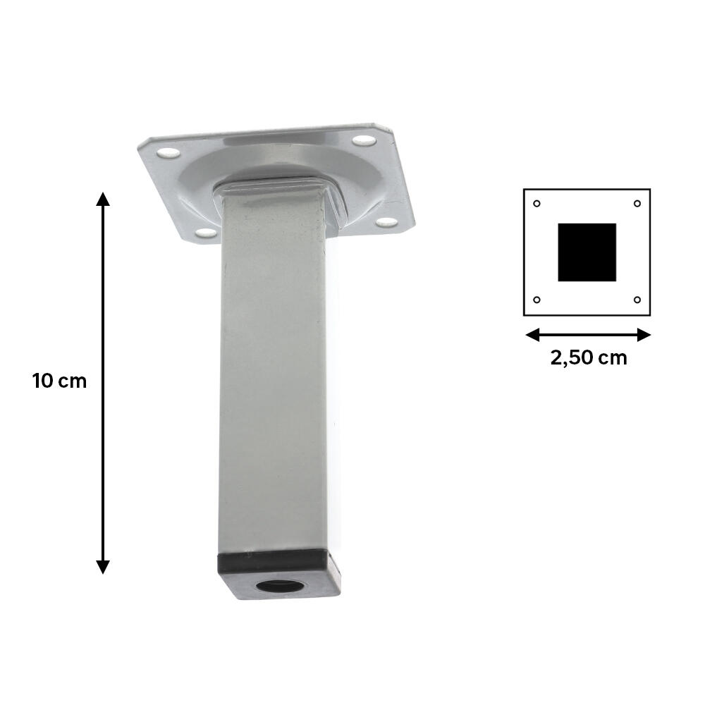 Pata para mueble de acero color gris altura 10 cm - 2