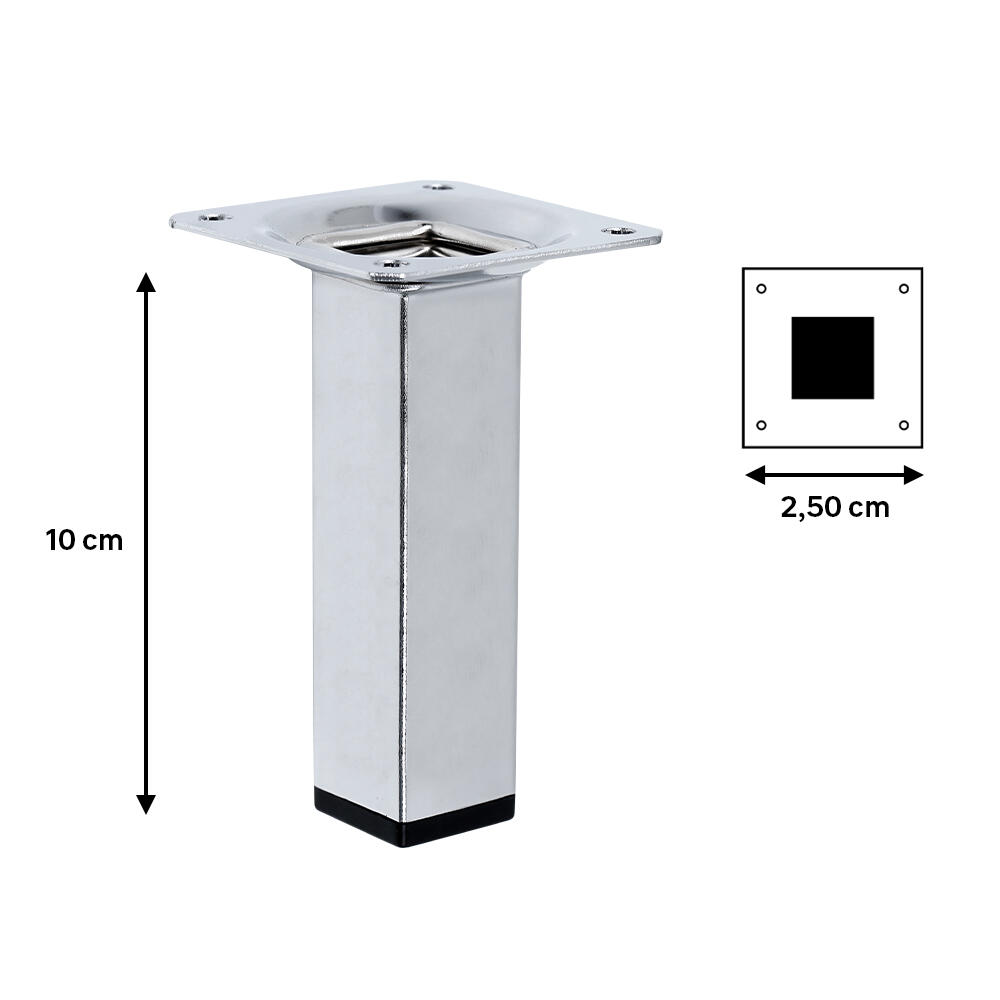 Pata para mueble de acero color cromo altura 10 cm - 2