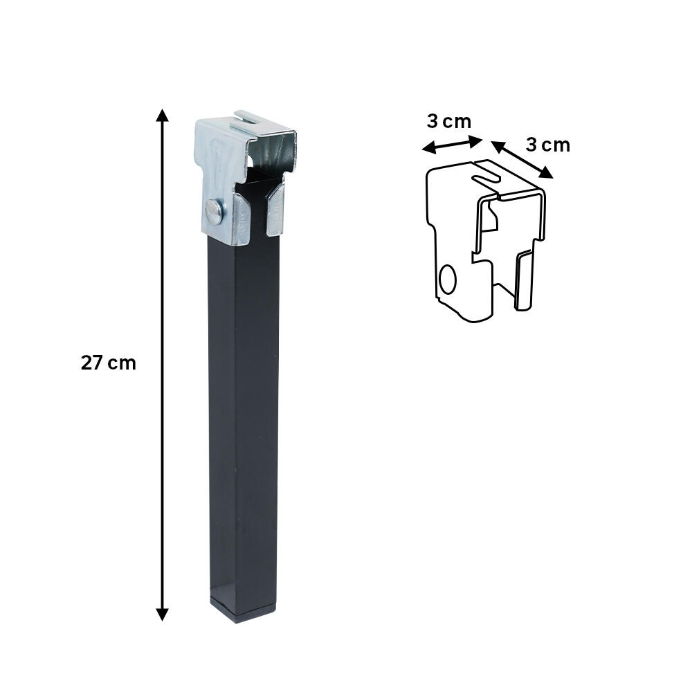 Lote 4 Pés Quadrados Aço sem Rodas Altura 170mm 30x30 Preto - 6