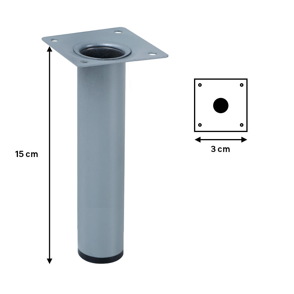 Lote 4 PÉS AÇO REDONDO ALTO 150 D30 CROMADO MATE - 6