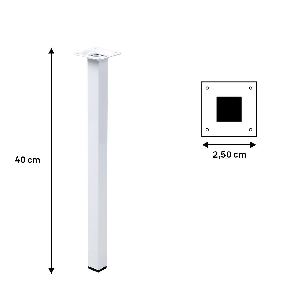 Pé de aço para aparafusar pela platina QUADRADO 400 25X25 - 5