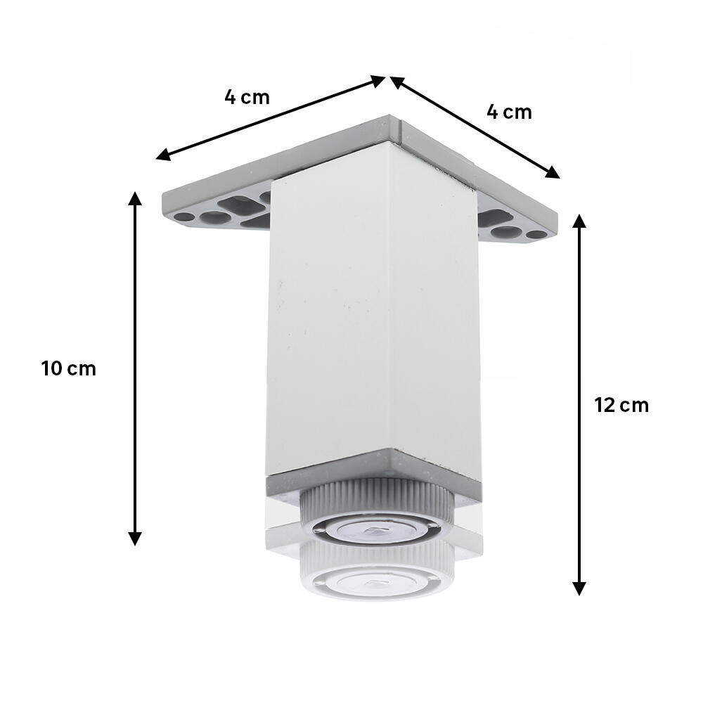 4 Pata para mueble de aluminio con altura regulable color gris altura 10 cm - 2