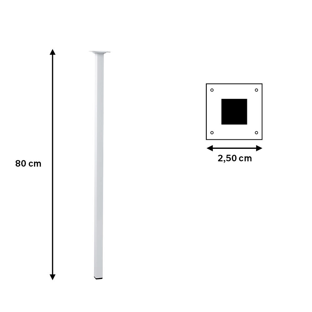 Pata para mesa o encimera de acero color blanco altura 80 cm - 2