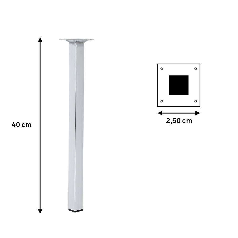 Pata para mesa de centro o banco de acero color cromo altura 40 cm - 2