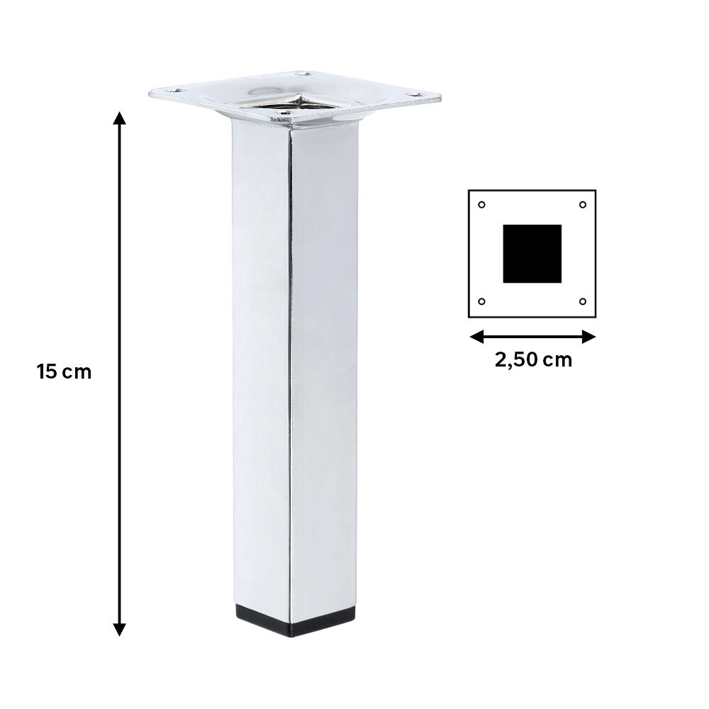 Pata para Mueble de acero color cromo altura 15 cm - 2