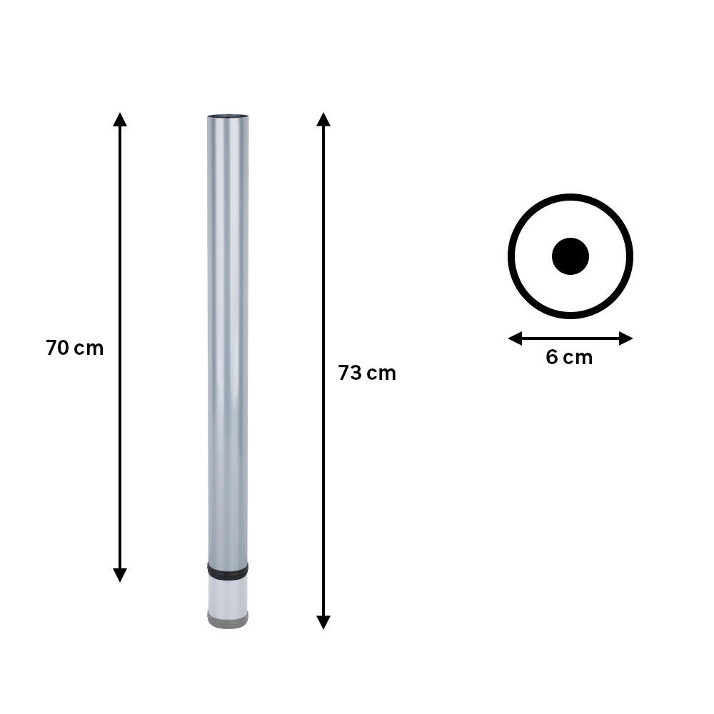 4 Pata para mesa o escritorio de acero con altura regulable color gris altura 70 - 73 cm - 7