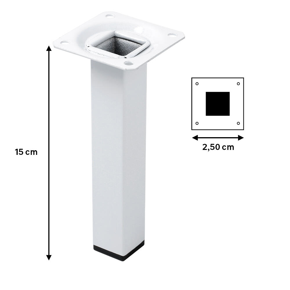 Pata para mueble de acero color blanco altura 15 cm - 2