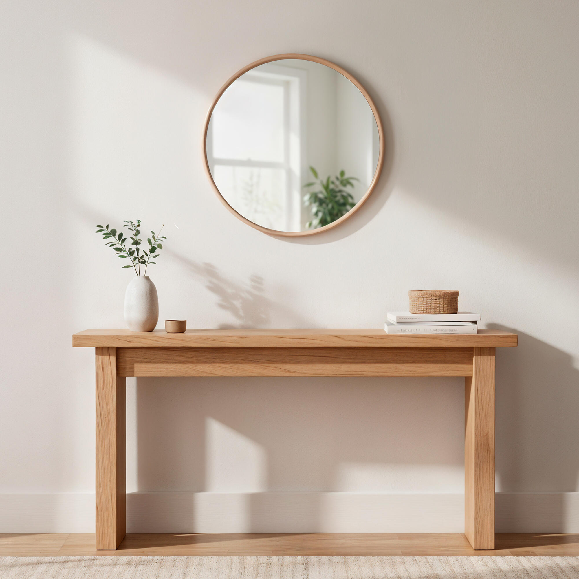 Espejo enmarcado de pared redondo Sweet Fossil polipropileno beige brillante INSPIRE de 42 cm de diámetro - 2