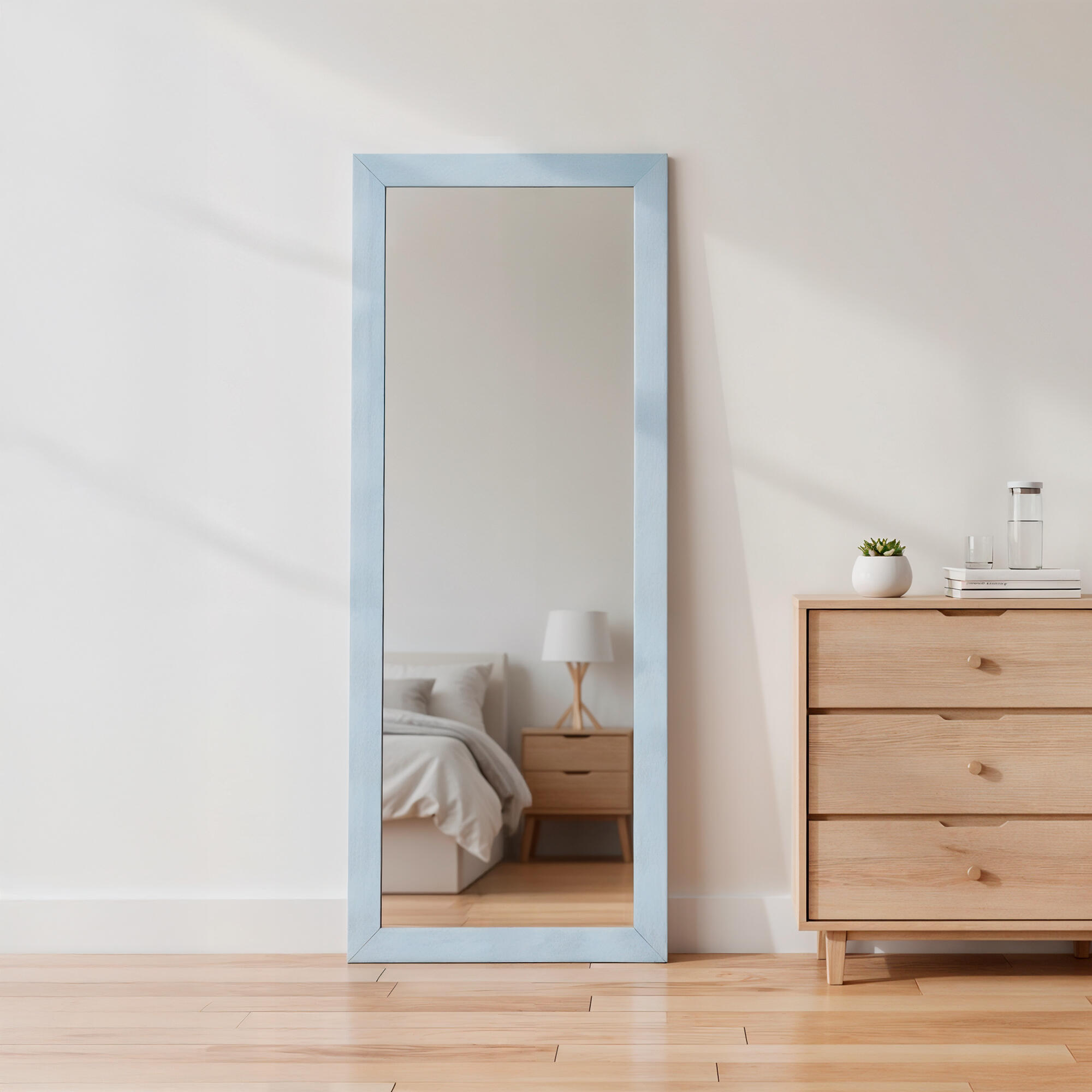 Espejo enmarcado de pared rectangular Pierre MDF plata mate  de 52 x 152 cm - 2