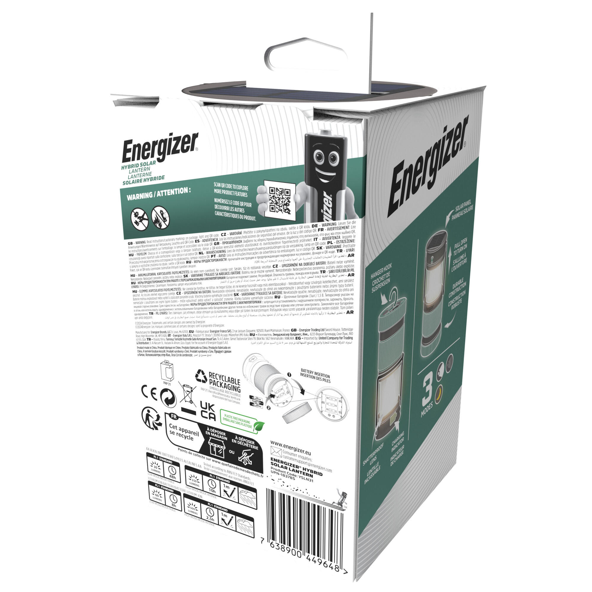Linterna LED ENERGIZER camping híbrida-solar 500 lúmenes - 25