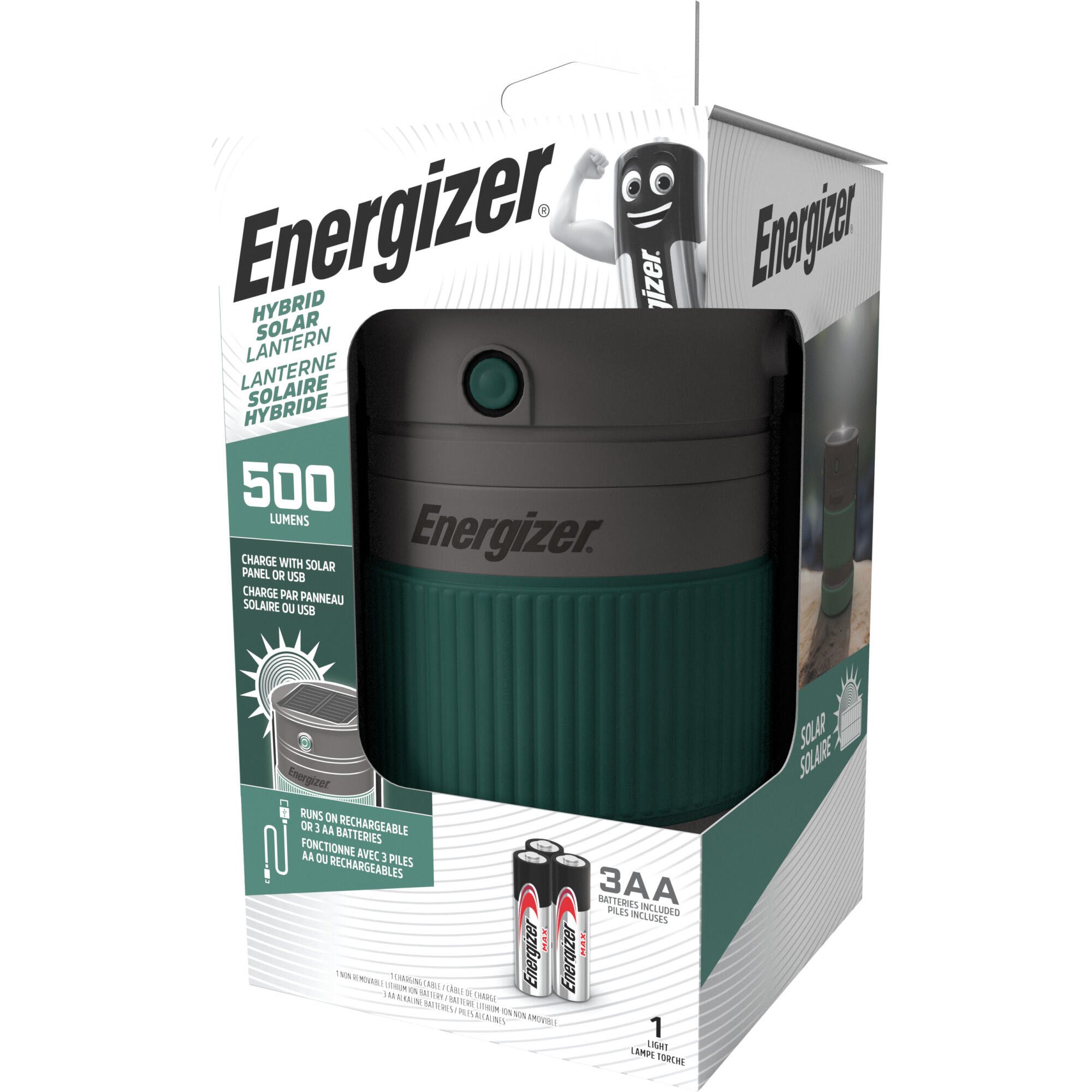Linterna LED ENERGIZER camping híbrida-solar 500 lúmenes - 24