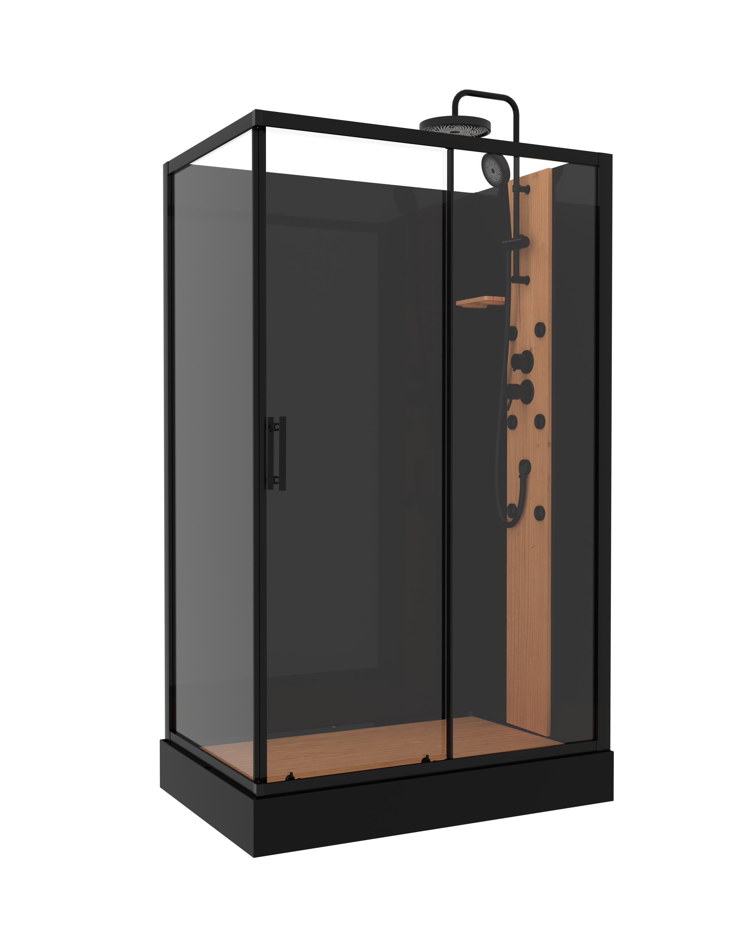 Kabina z hydromasażem WOOD 100x80x225 cm czarny mat SAVANA - 6