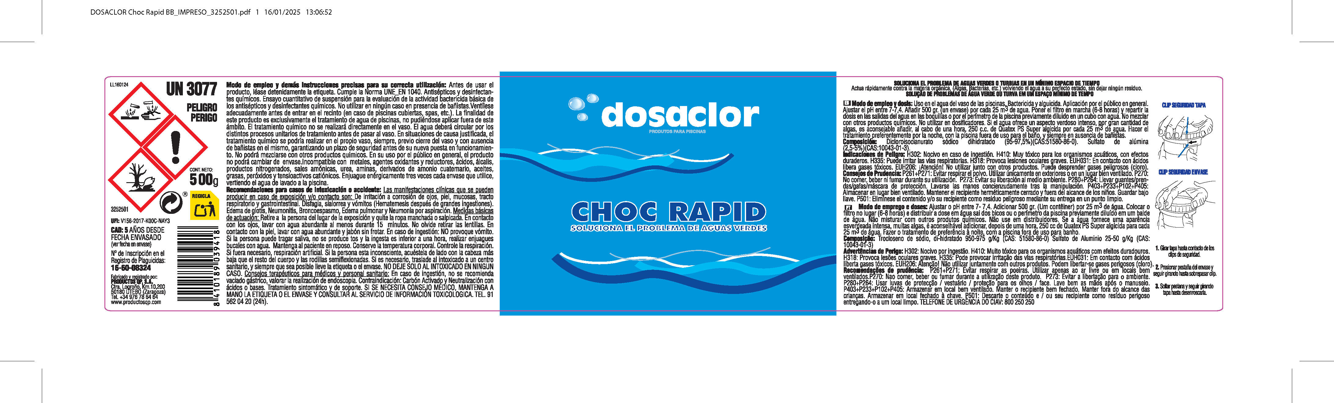 CLORO RAPIDO GRANULADO 0.5 KG - 4