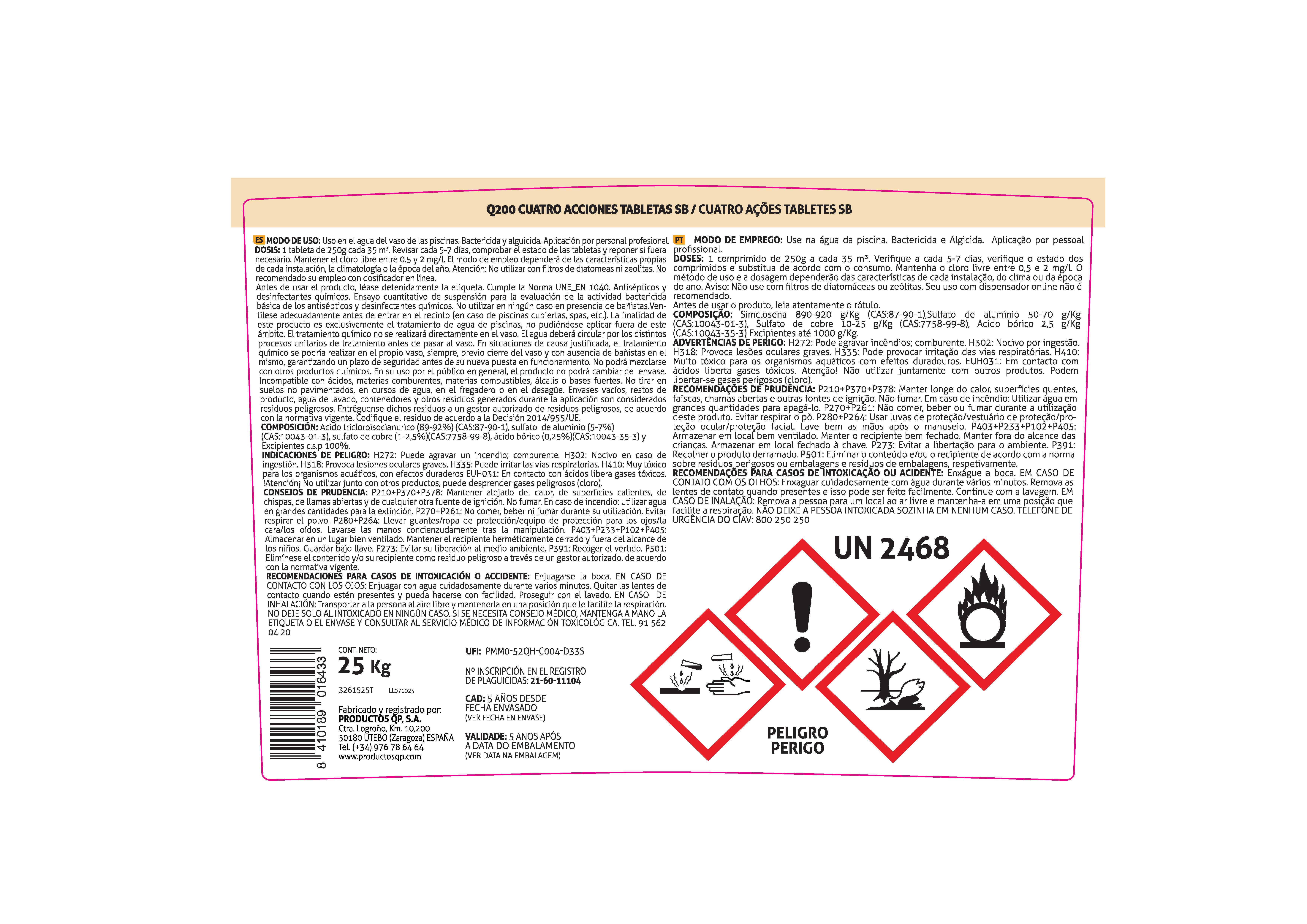 CLORO PASTILLAS 4 ACCIONES 25 KG - 4
