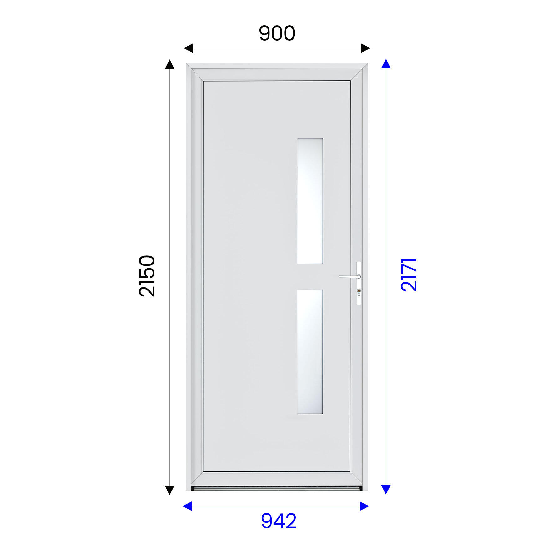 Porte de service aluminium blanche 9016 poussant gauche H.215 x l.90 cm Aspin - 3
