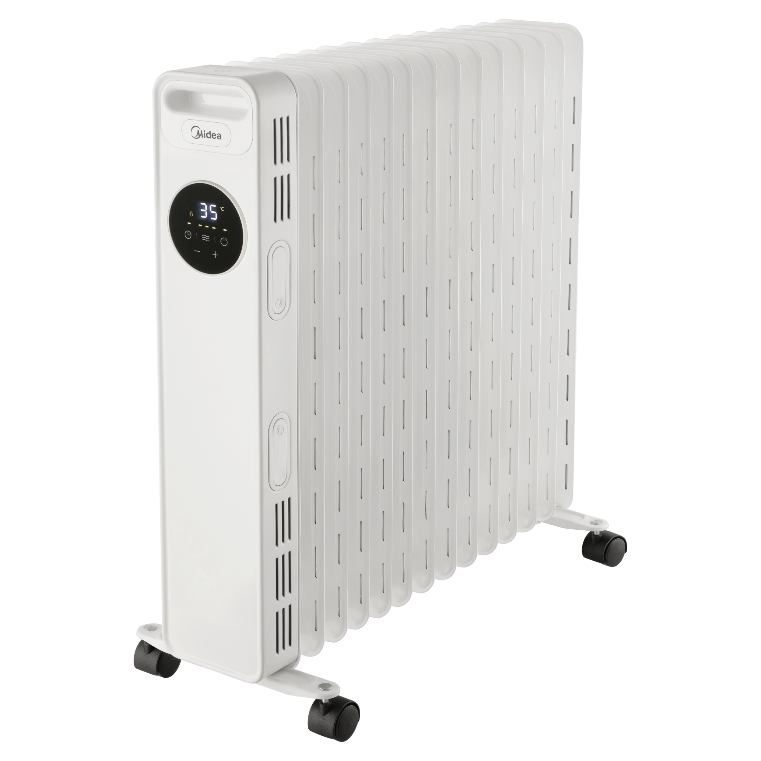 Przenośny elektryczny grzejnik olejowy 2500W biały z pilotem MIDEA
