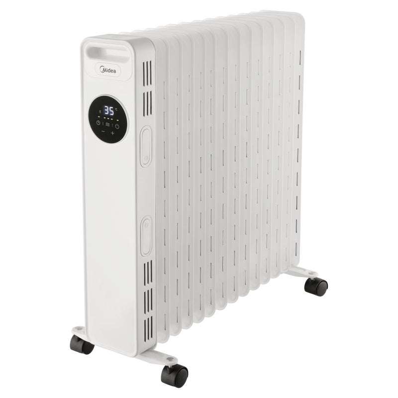 Przenośny elektryczny grzejnik olejowy 2500W biały z pilotem MIDEA