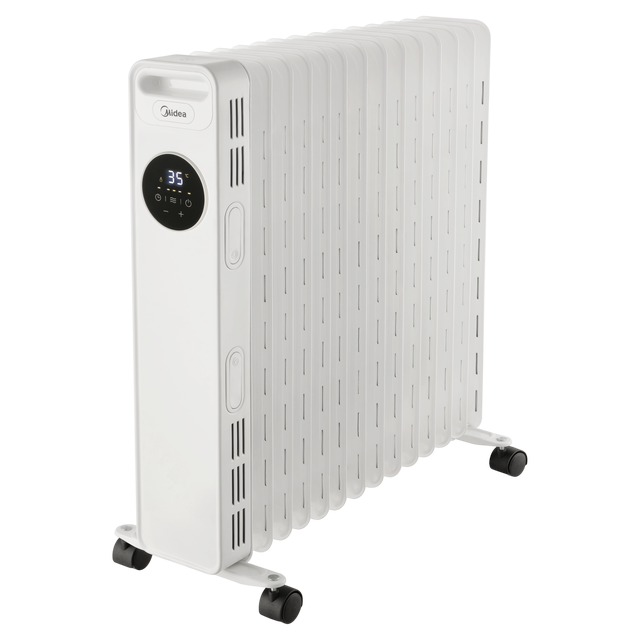 Przenośny elektryczny grzejnik olejowy 2500W biały z pilotem MIDEA