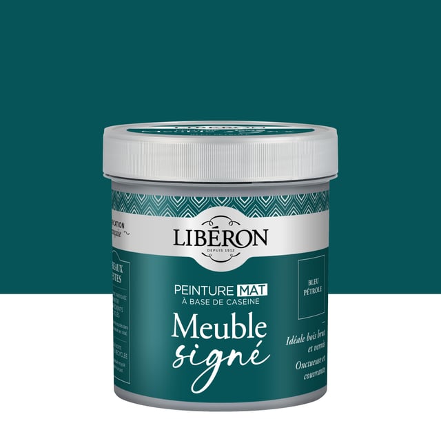 Peinture meuble Et objet caséine, meuble signé LIBÉRON bleu pétrole mat 0.5L