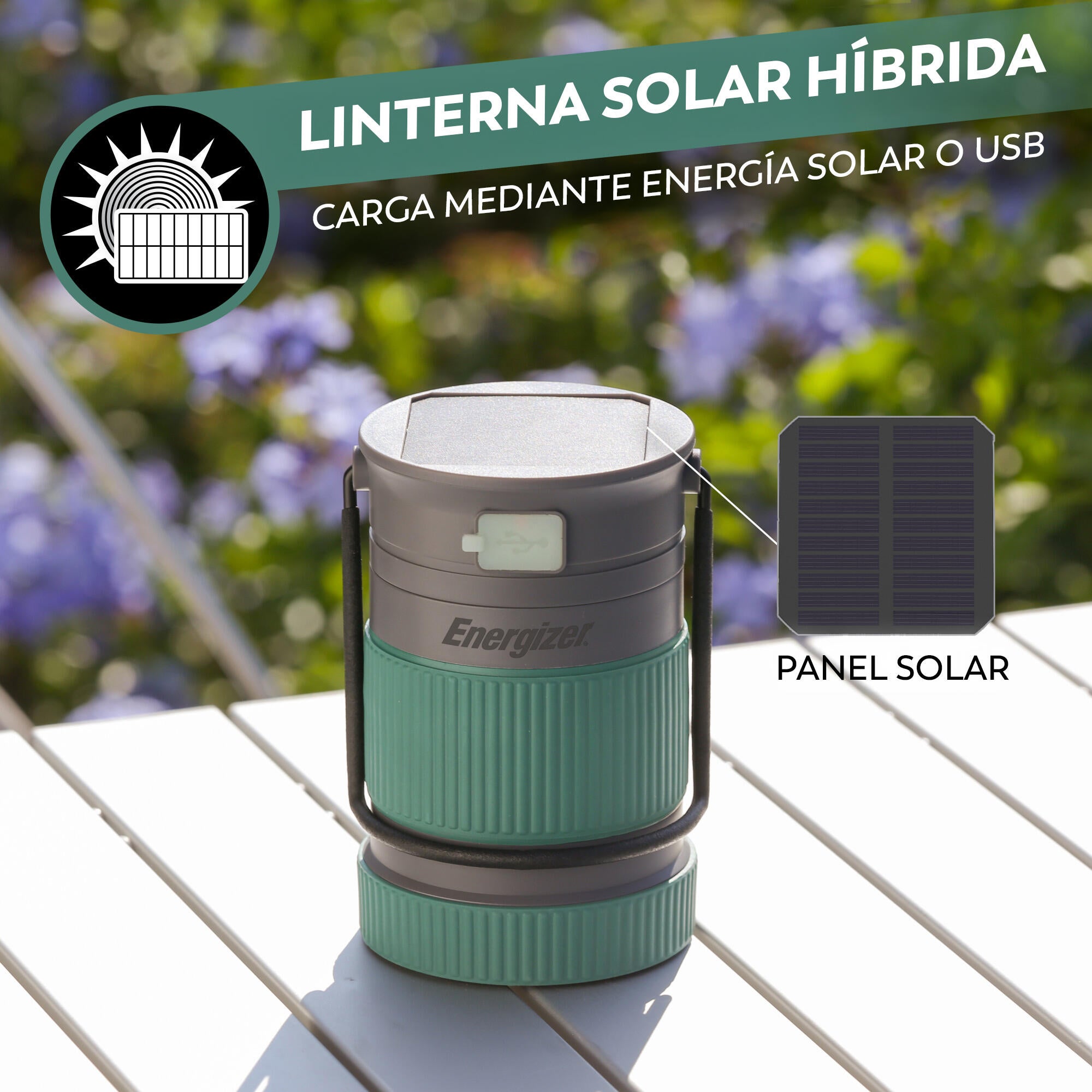 Linterna LED ENERGIZER camping híbrida-solar 500 lúmenes - 13