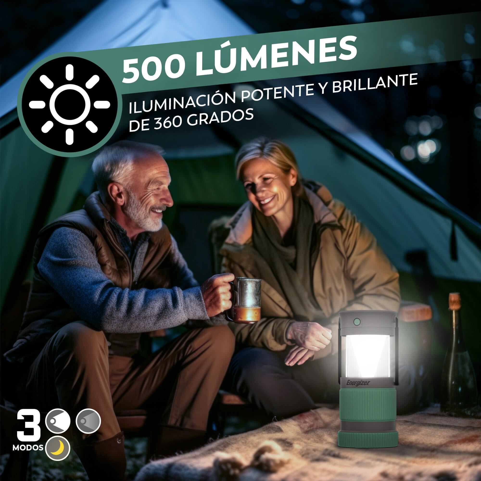 Linterna LED ENERGIZER camping híbrida-solar 500 lúmenes - 10