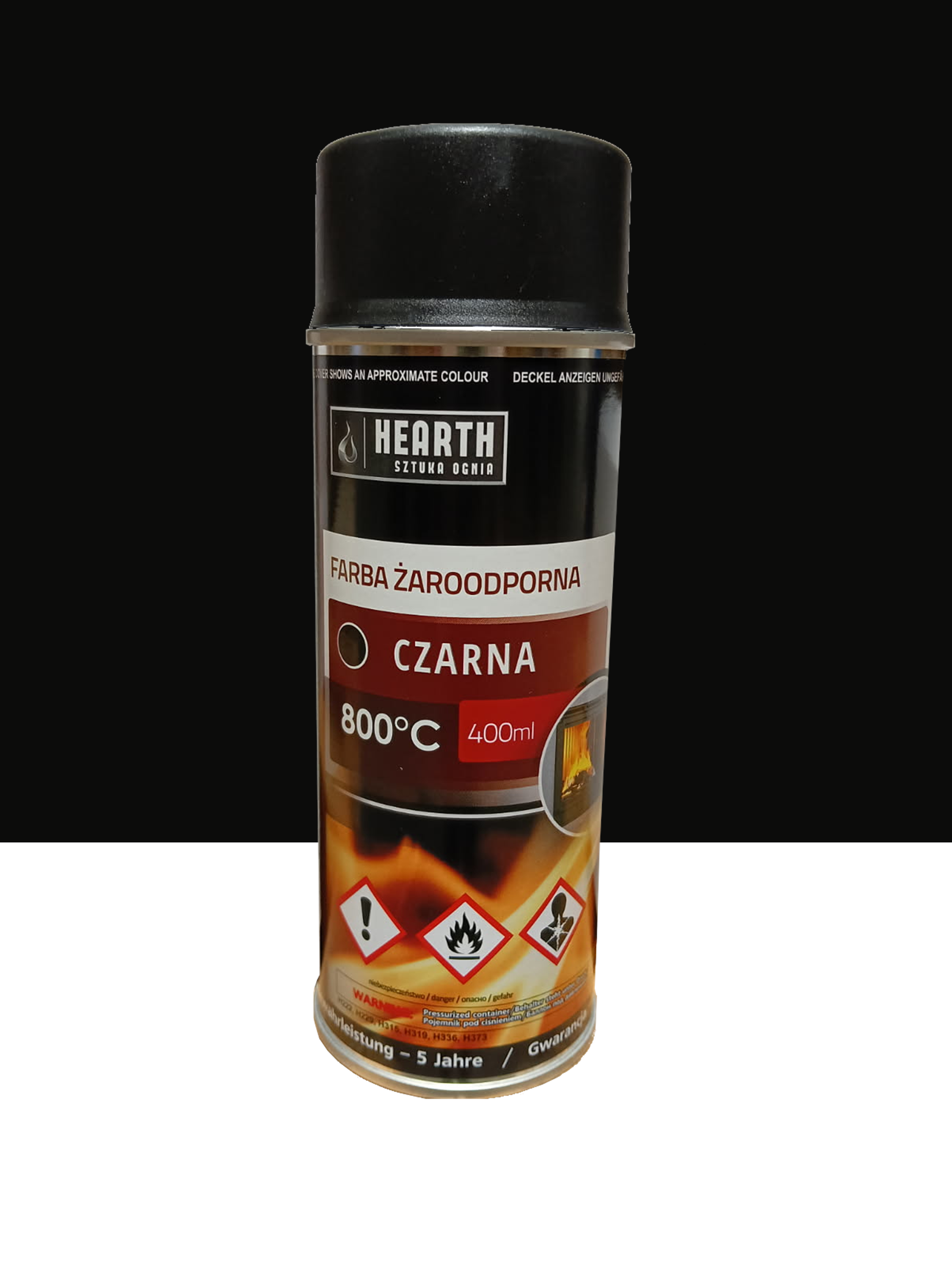 Farba żaroodporna w aerozolu czarna 400 ml
