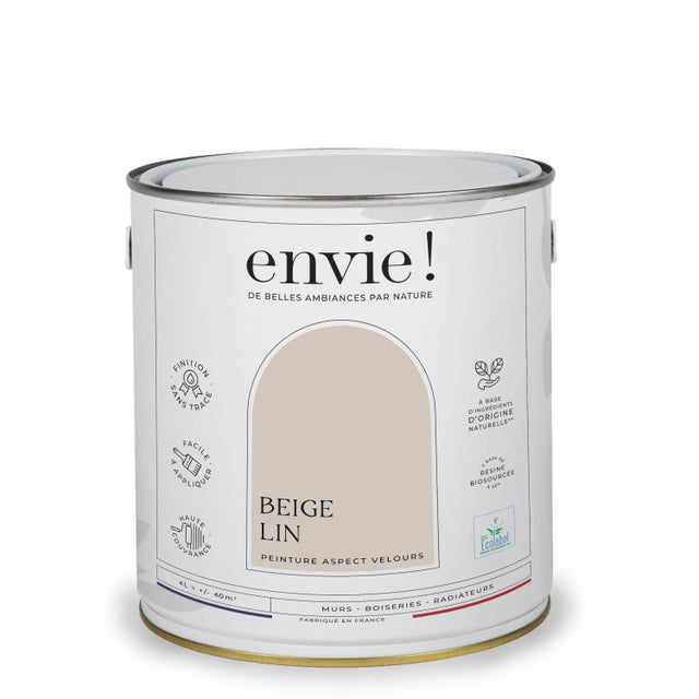 Peinture mur, boiserie beige lin velours ENVIE Biosourcée 4L