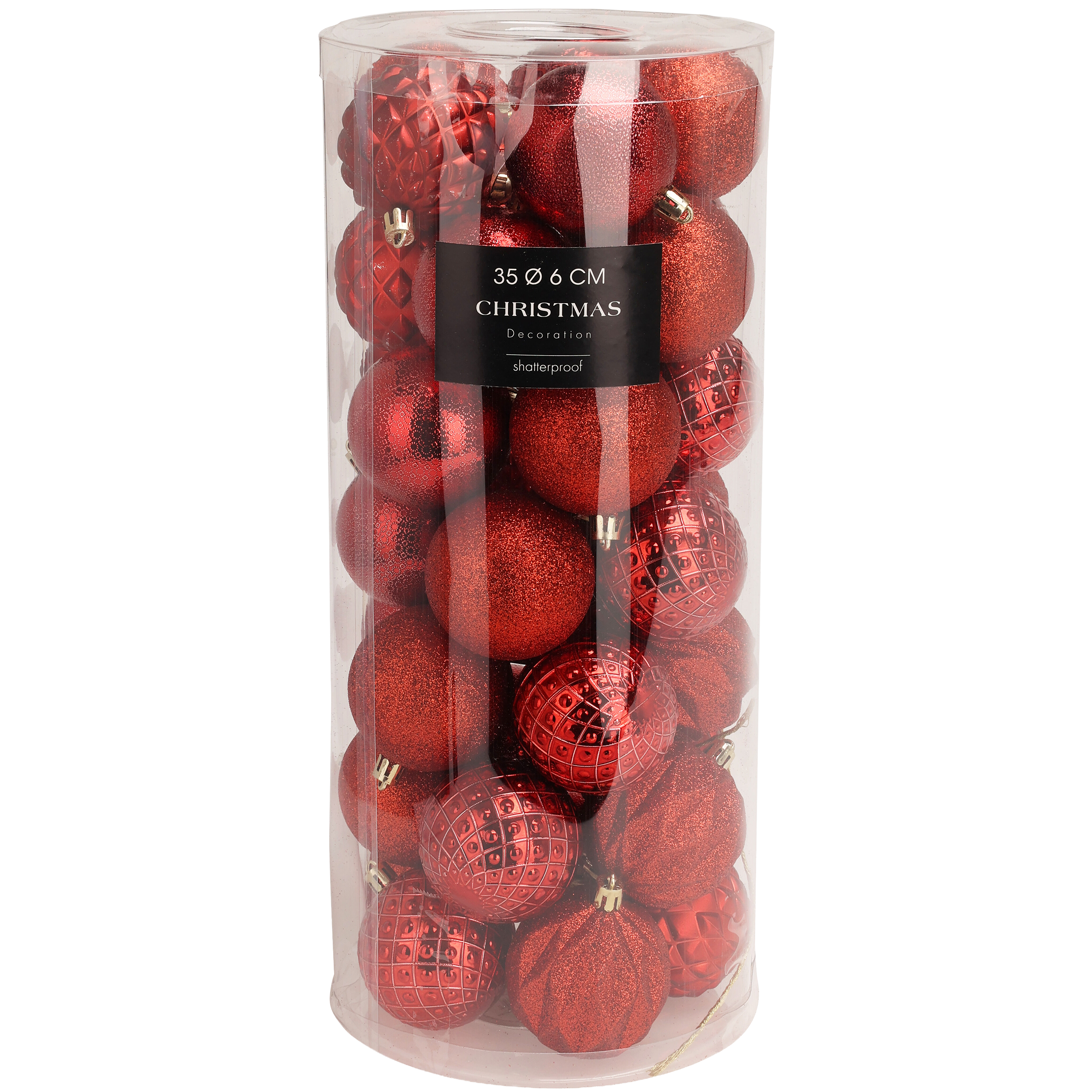 Bombki plastikowe tuba 6cm 35szt. czerwone - 2