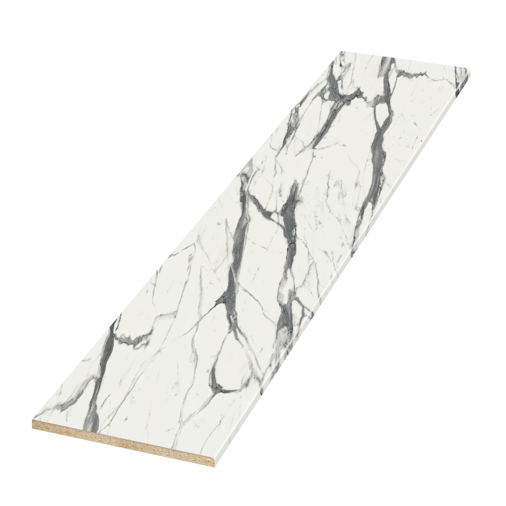 Blat bucatarie, 302 x 62 x 3.8 cm, decor marmura alb negru, lucios