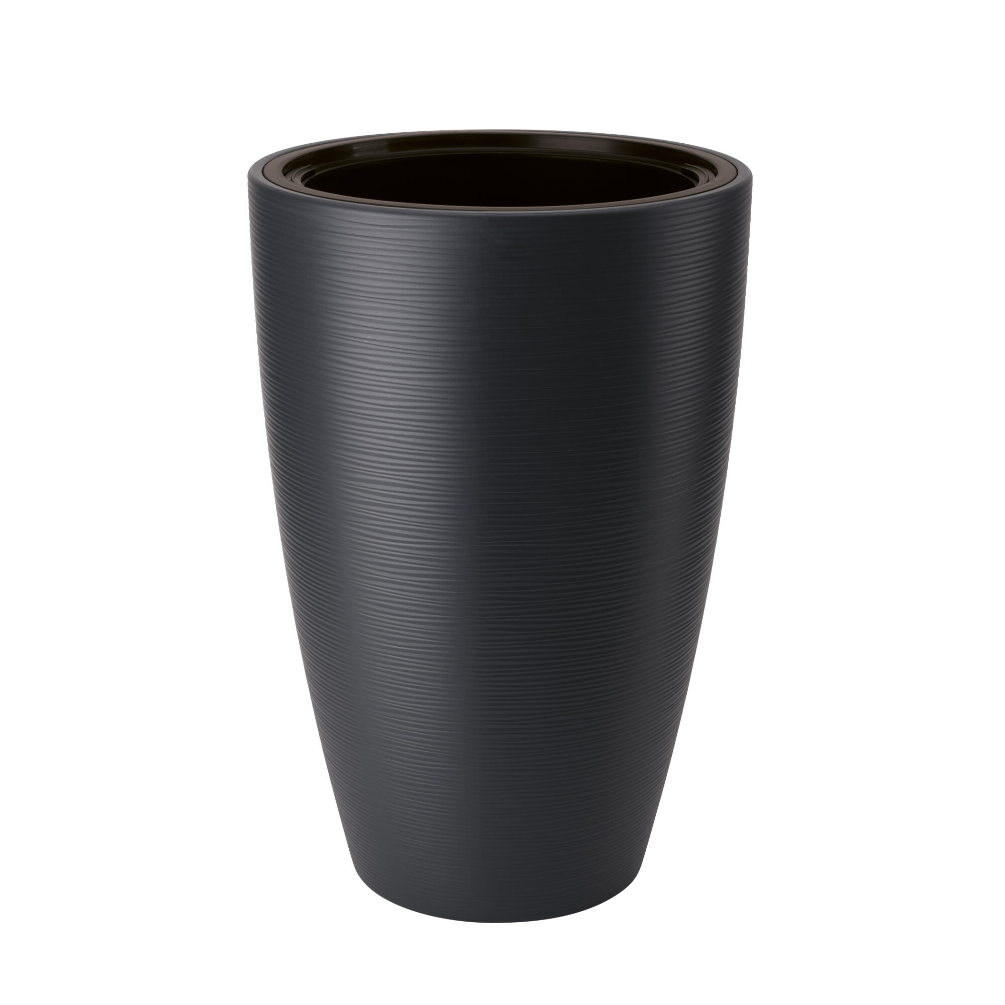 Ghiveci flori slim Gobi, plastic, Ø 40 cm, gri antracit
