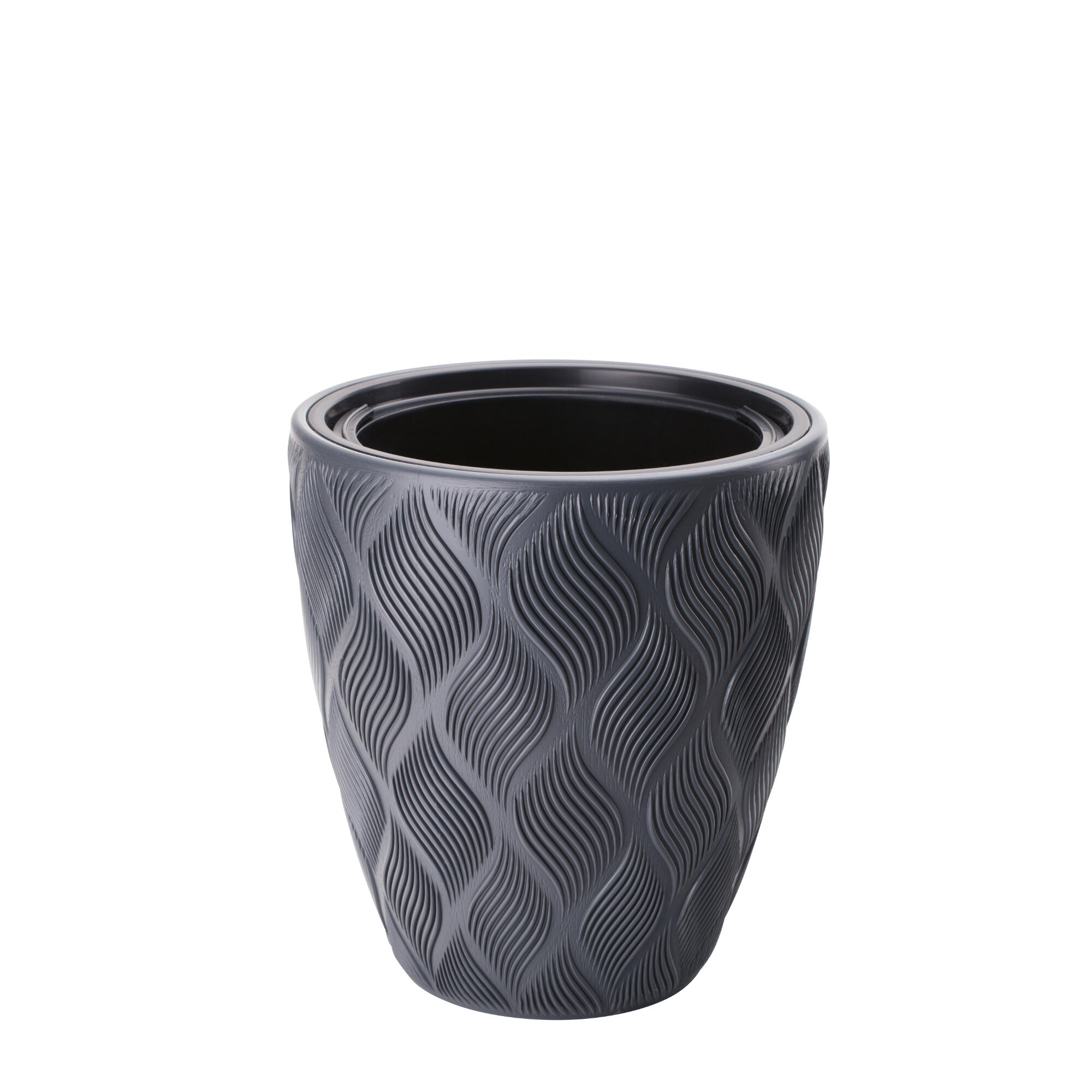 Ghiveci flori Flow, plastic, Ø 40 cm, gri antracit