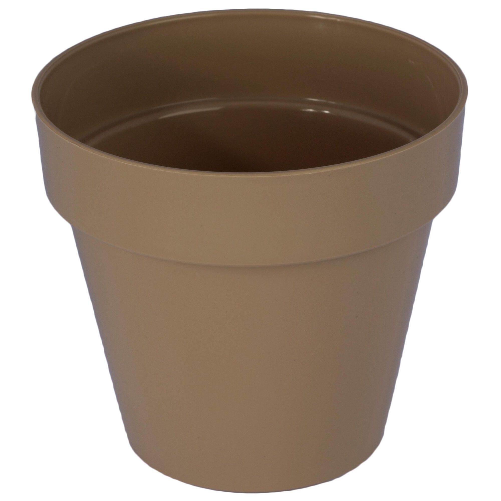 Ghiveci flori Ibiza, plastic, Ø 14 cm, gcafe latte