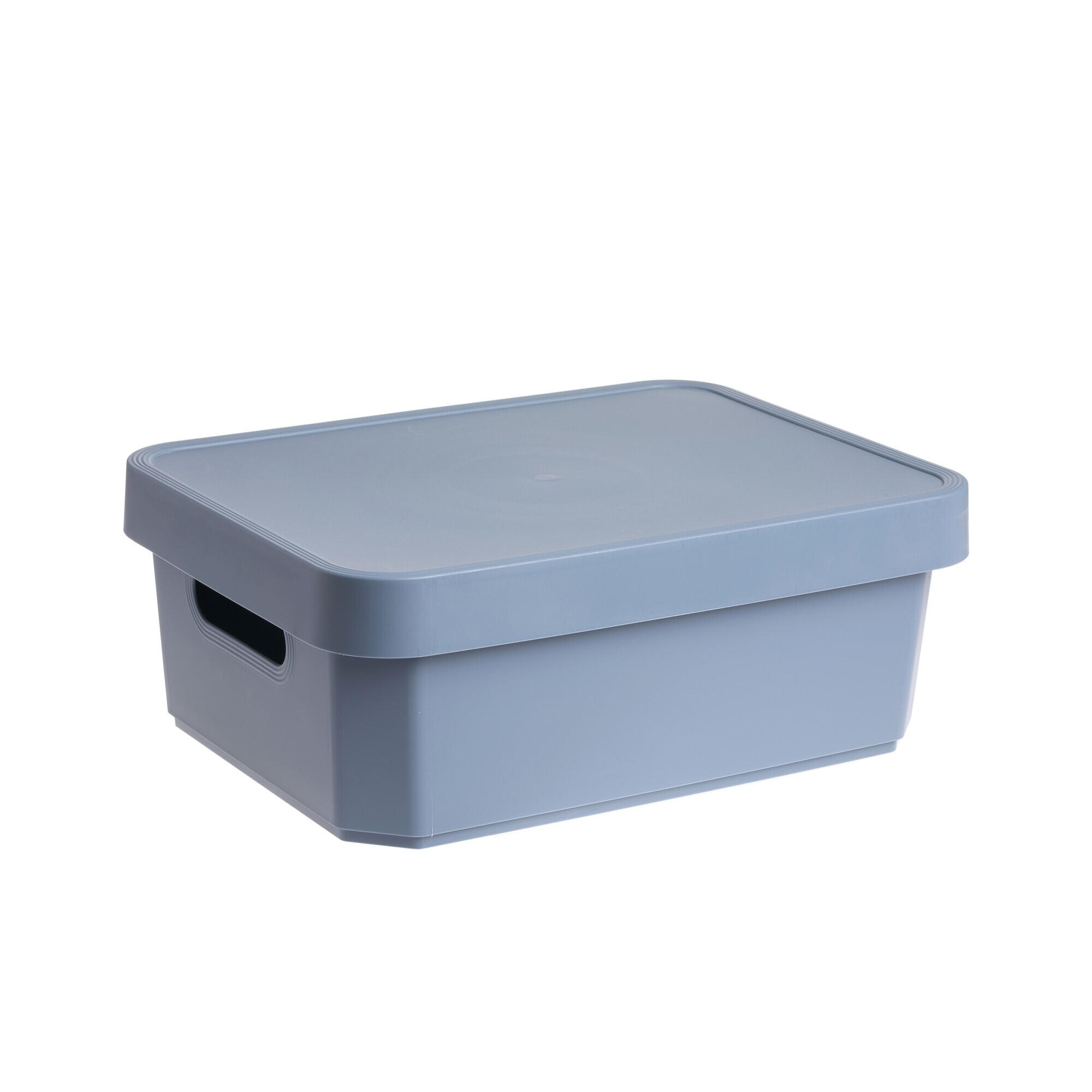 Cutie depozitare, din plastic, 36 x 27,5 x 13,5 cm, 11 L, albastru, cu capac