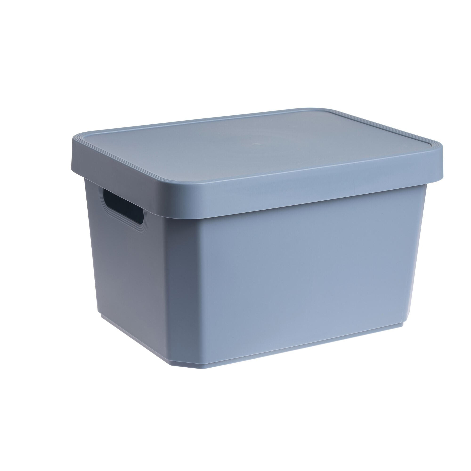 Cutie depozitare, din plastic, 36 x 27.5 x 21.5 cm, 17 L, albastru, cu capac